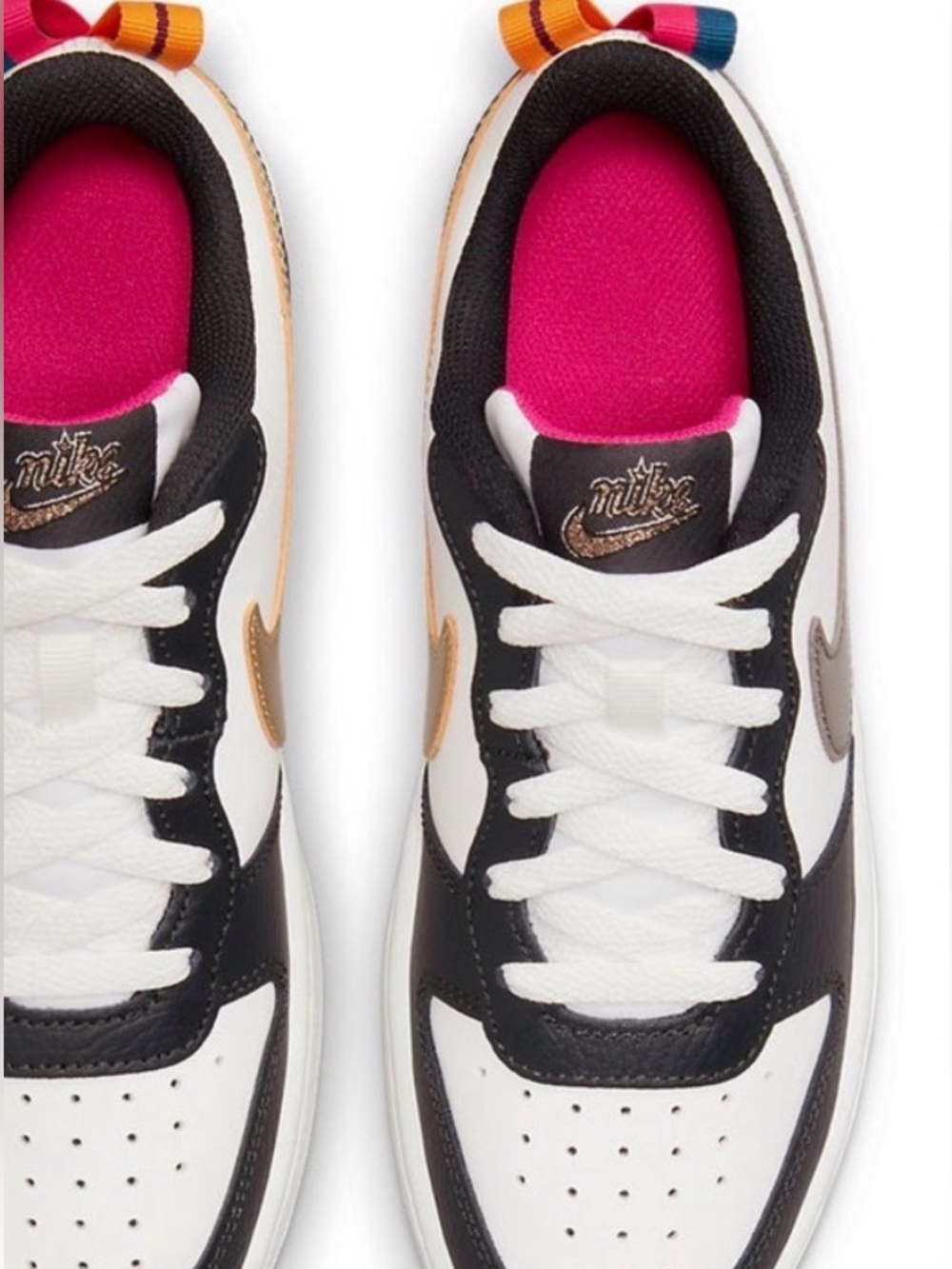Nike Court Borough Low 2 SE GS White Metallic Pewter Pink Size 4Y DJ0040-100 NWT